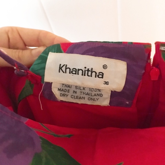 CONTEMPO 🌺 Thai Silk Floral Dress w/ Ruffles - Picture 7 of 7